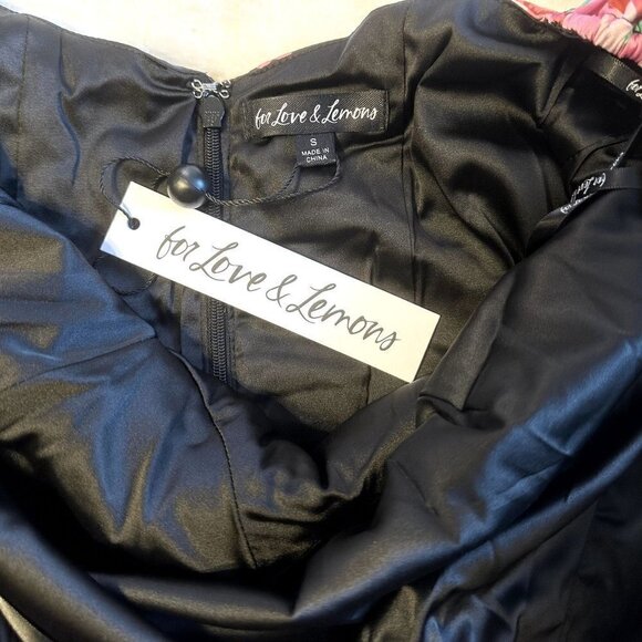 NWT For Love and Lemons Jolie Mini Dress with Puff Sleeves in Black - S - Picture 4 of 8